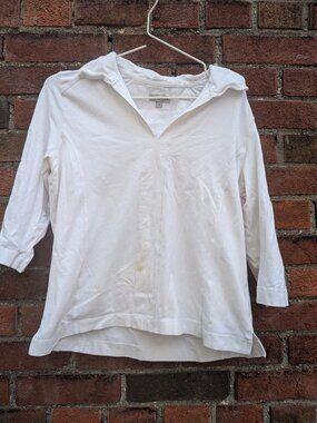 Y2K White 3/4 sleeved collared top